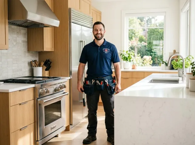 Appliance Repair Hero technician in a Apollo Beach, FL kitchen after an appliance repair